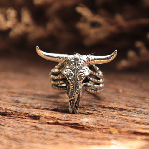 buffalo Skull Ring for women made of sterling silver 925 Bohemian style