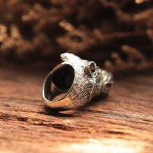 Wolf odin ring for men made of sterling silver 925 viking style