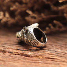 Wolf odin ring for men made of sterling silver 925 viking style