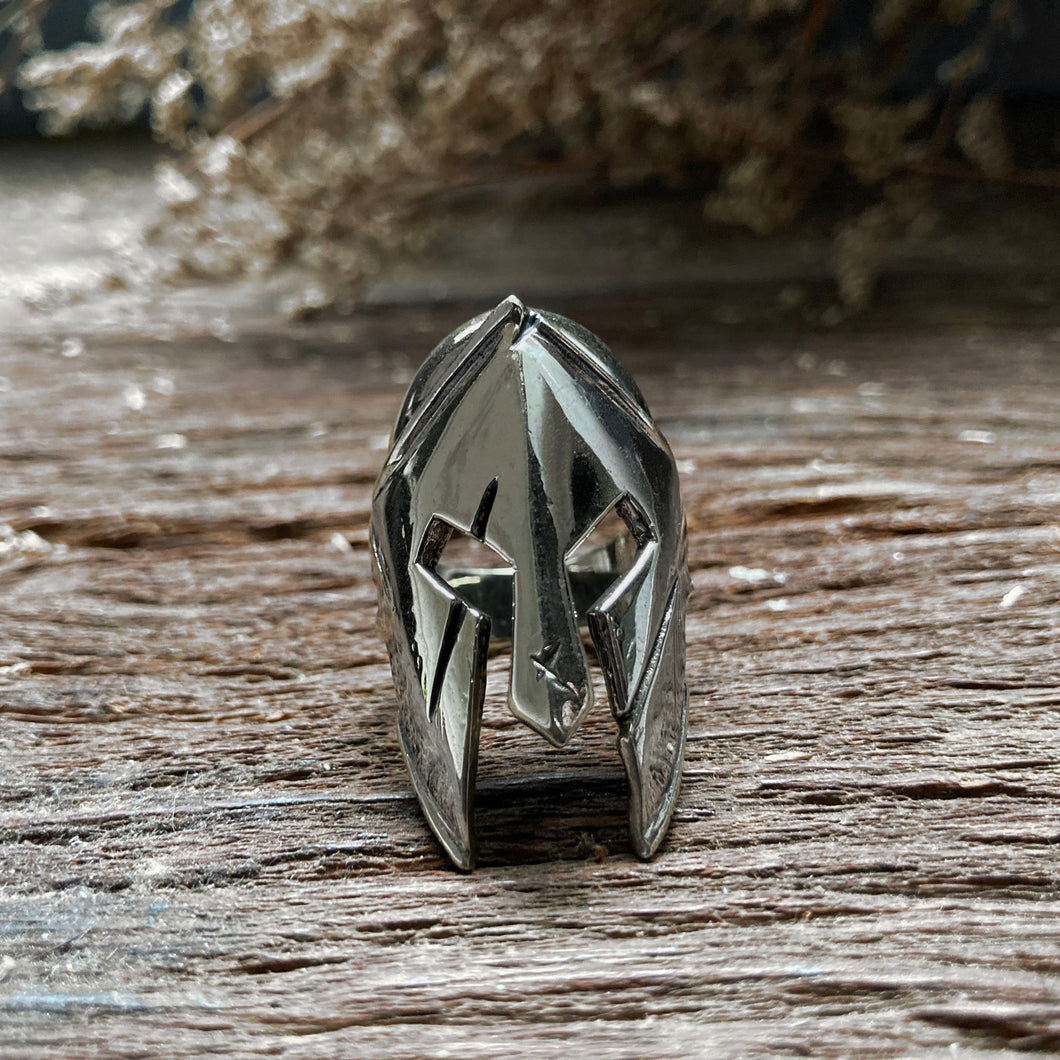 Spartan mask made of sterling silver ring 925 for men biker style