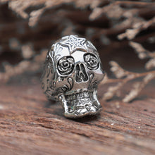 Skull sugar star sterling silver Ring 925 biker men Mexican gothic viking punk