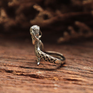 Mermaid ring for unisex made of sterling silver 925 nautical style