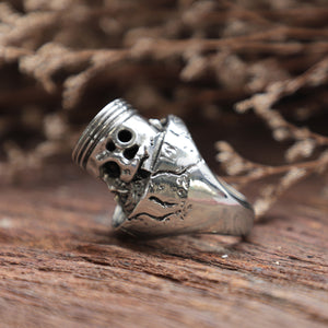 Skull piston head ring men sterling silver Biker viking celtic gothic Chopper