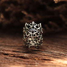 Princess crown ring for men made of sterling silver 925 Gothic style
