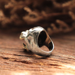 hippopotamus skull ring for men made of sterling silver 925 biker style