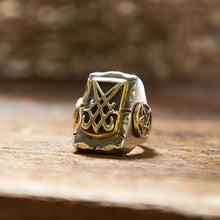 The Sigil of Lucifer Pentagram Baphomet Goat Ring brass silver Seal of Satan 925