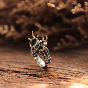 Deer Skull Ring for women made of sterling silver 925 Bohemian style