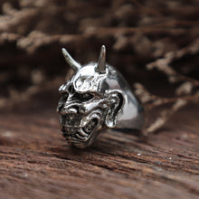 Hannya Mask Skull sterling silver ring 925 samurai men Japanese biker warrior