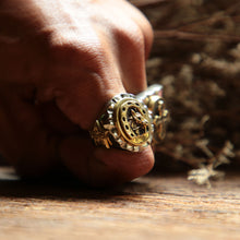 Horseshoe Mexican Biker Sterling Silver Ring for Man Vintage Custom Skull star
