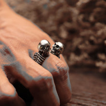 kiss of death skull ring for men made of sterling silver 925 biker style