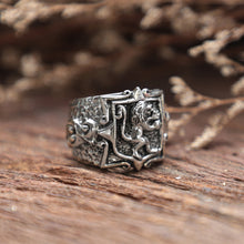 Gothic lion Leo biker men sterling silver ring 925 viking celtic gothic zodiac