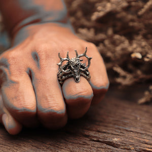 Deer Skull Ring for women made of sterling silver 925 Bohemian style