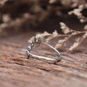 Leaf Branch flower Ring women sterling silver 925 Nature minimal engagement cute