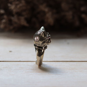 cat and glasses ring sterling silver 925 kitty lover gift animal boho women cute moggy