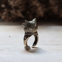 cat and glasses ring sterling silver 925 kitty lover gift animal boho women cute moggy