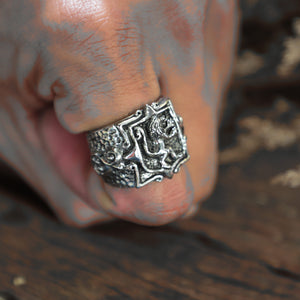 Gothic lion Leo biker men sterling silver ring 925 viking celtic gothic zodiac