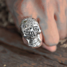 Skull sugar star sterling silver Ring 925 biker men Mexican gothic viking punk