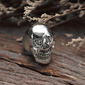 Skull sugar Eye heart sterling silver Ring 925 biker men Mexican gothic viking