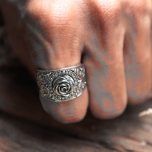 rose flower Gothic biker Ring unisex sterling silver 925 viking celtic punk rock