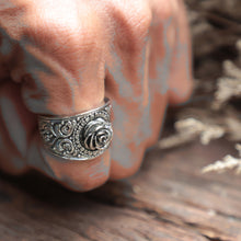 rose flower Gothic biker Ring unisex sterling silver 925 viking celtic punk rock