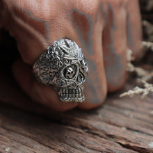 Skull sugar marijuana sterling silver Ring biker men Mexican gothic viking punk