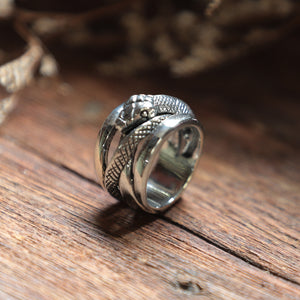 Crossover Cigar Band cobra silver ring braided knot Mother's day Viking Snake