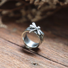 Cigar Band dragonfly ring braided knot Mother's day gift silver eternity Boho