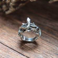 Crown of thorns Snake cobra silver ring handmade for biker jewelry gypsy hippie 925