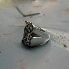 B alphabet Biker Ring gothic sterling silver 925 Old english A-Z Initial Letters GIFT Monogram NAME