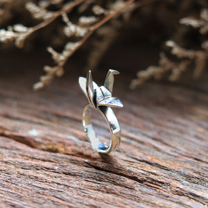 Origami bird sterling silver ring 925 for unisex Boho style