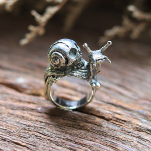 snail skull biker sterling silver ring 925 animal gothic viking men's gift boho