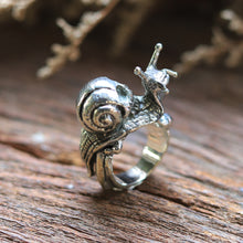 snail skull biker sterling silver ring 925 animal gothic viking men's gift boho
