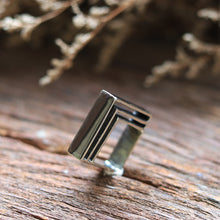 Three layering square sterling silver ring 925 for unisex Geometric style