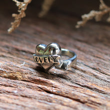 Heart love sterling silver Ring 925 unisex old school gift for her statement