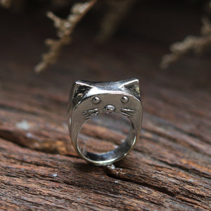 cat ring Sterling Silver lover gift her animal ears boho women cute moggy 925