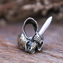 grim Reaper skull sword made of sterling silver ring 925 for men Gothic