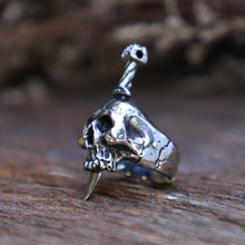 Skull sword sterling silver ring 925 for men Biker Gothic punk memento mori death
