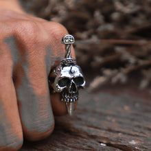 Skull sword sterling silver ring 925 for men Biker Gothic punk memento mori death