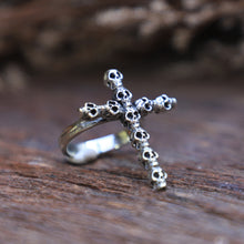 Cross skull gothic sterling silver ring 925 men Vintage biker viking bone christ