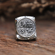 John 3:16 Ring men sterling silver 925 Mexican christ jewelry bible verse biker