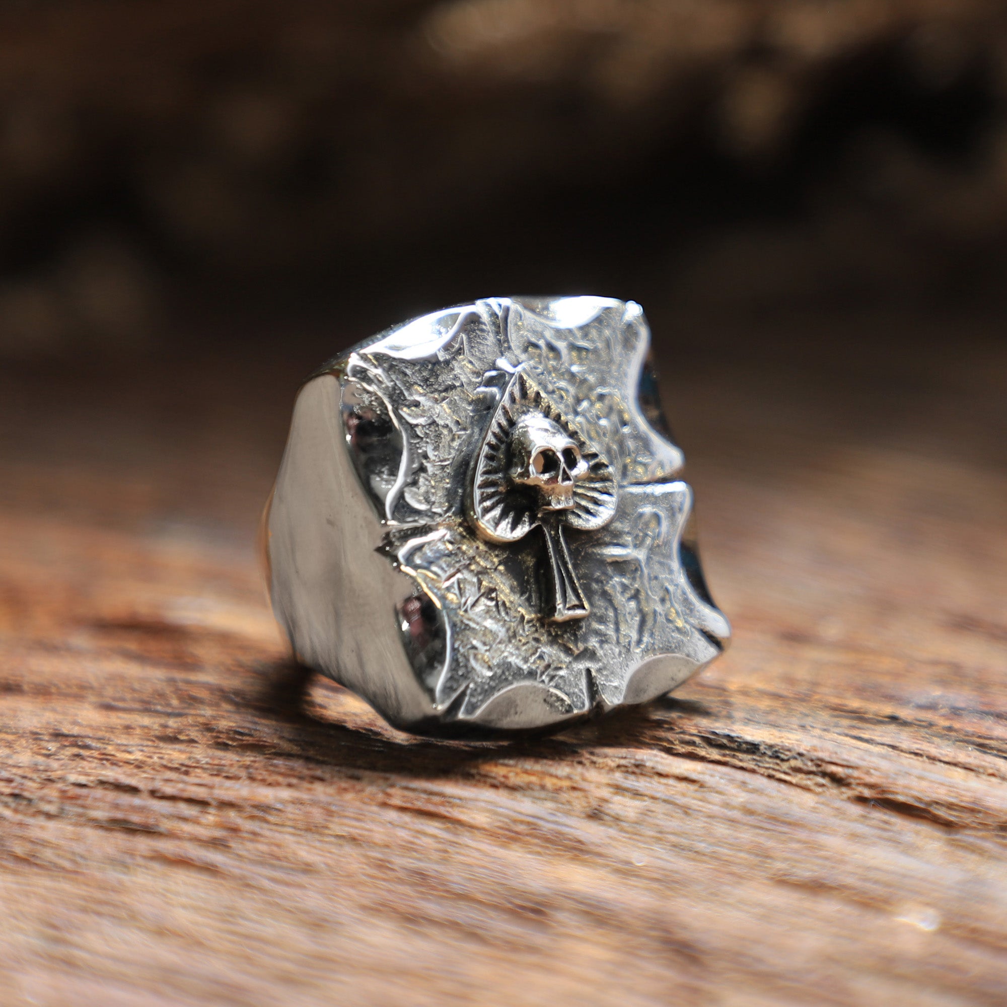 Ace spades skull sterling silver Ring 925 for men made of