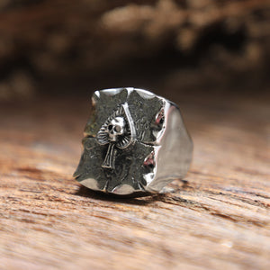 Ace spades skull sterling silver Ring 925 for men made of vintage style