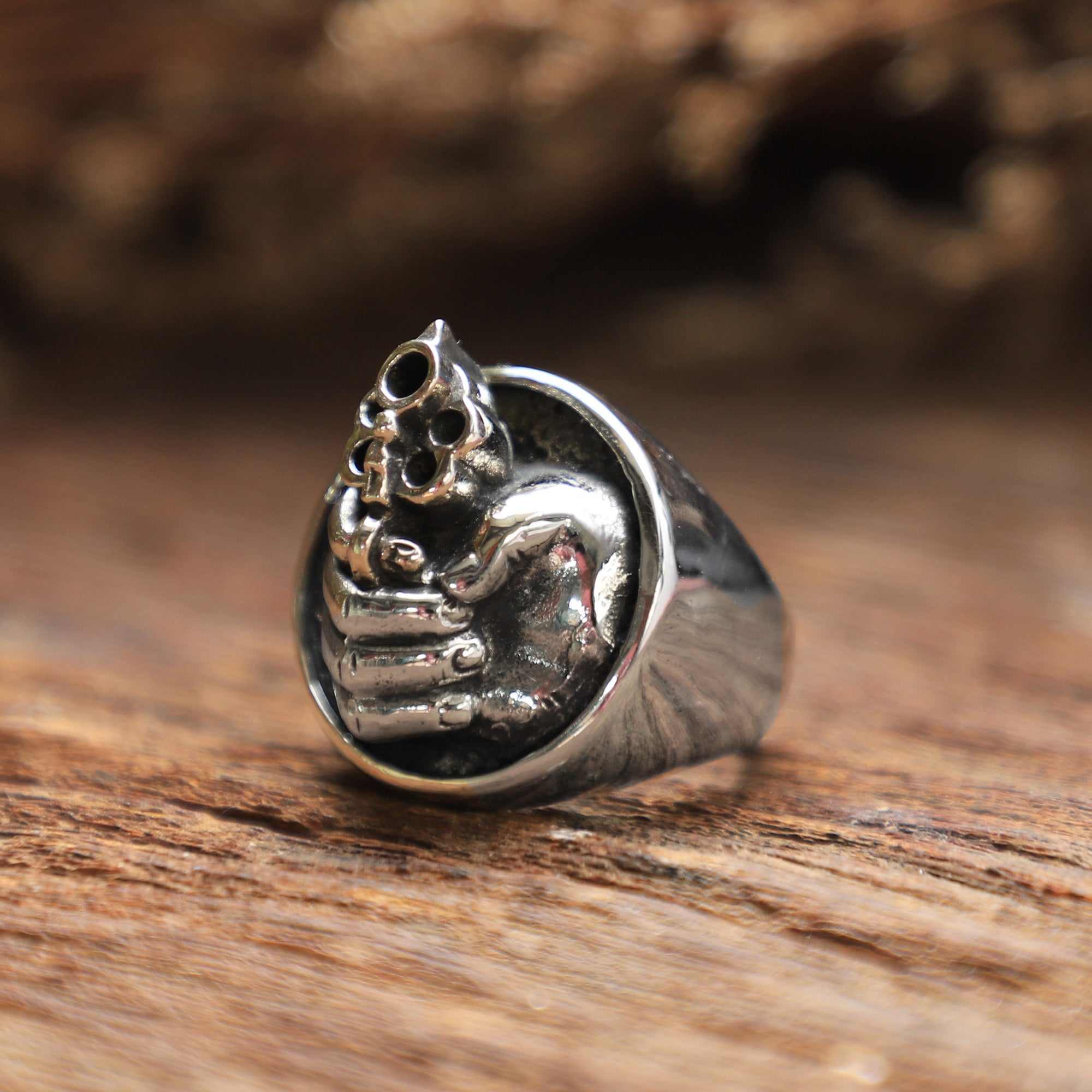 Ganesha Ring - Large Men's Ring - Oxidized 999 Silver - Mantrapiece