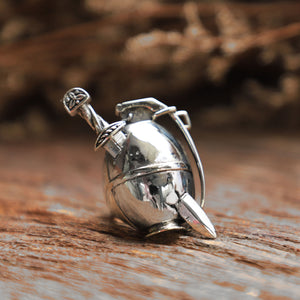 hand grenade sword sterling silver ring 925  men Military Gothic punk gangster