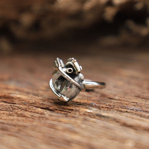 Heart Human love arrow Ring Silver Anatomical Minimal gift for her Engagement