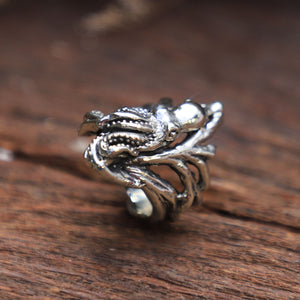 tentacle octopus coral sterling silver ring for men nautical animal jewelry gothic