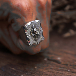 Ace spades skull sterling silver Ring 925 for men made of vintage style