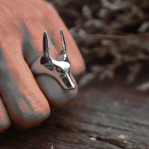 Anubis Egyptian ring unisex sterling silver 925 fox Wolf Boho biker gothic viking