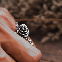 Rose leaf Vine Ring unisex sterling silver 925 nature twig flower boho gothic
