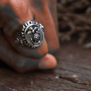 Marine Corps Mexican for Biker men sterling silver ring gothic viking vintage skull